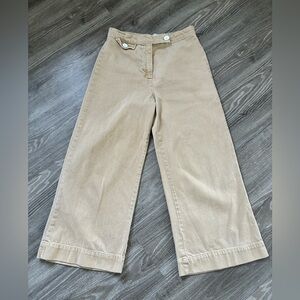 Zara Wide-Leg Cropped Jeans | 8 | Light Tan